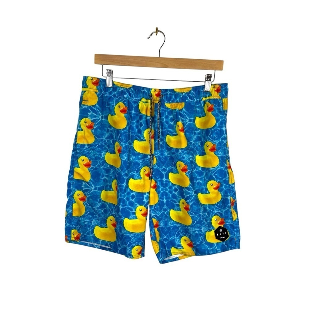 NWOT Neff Men’s Rubber Duckie Swim Trunks in Blue Multi Size M